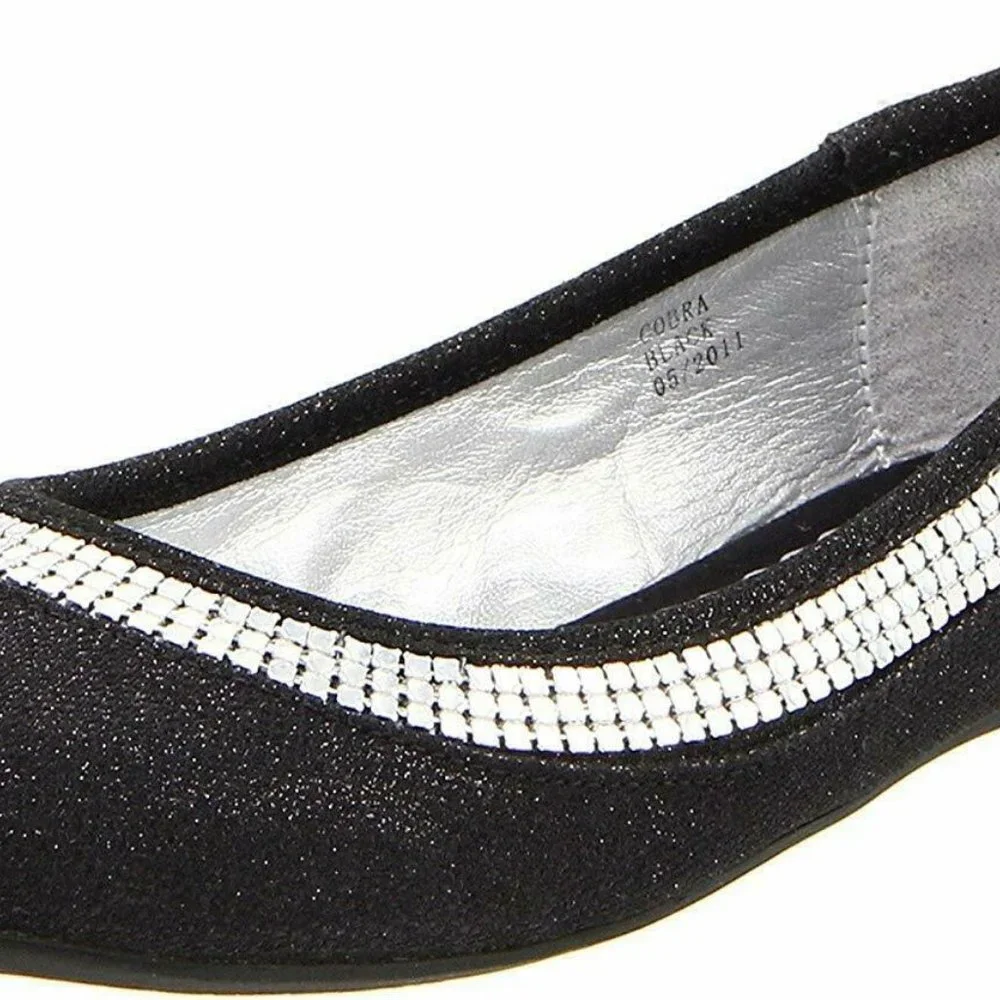Stuart Weitzman Kids Black Cobra Flat Dress Shoes